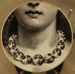 Set of Eight Fornasetti Ceramic Plates, Italy, 1980s