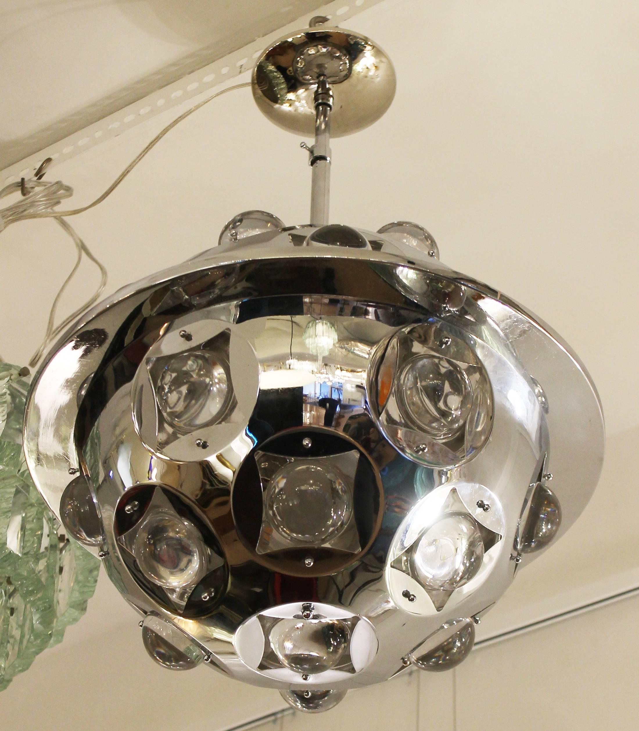 Space Age Chrome Pendant by Leucos, Italy, 1960s In Good Condition In New York, NY