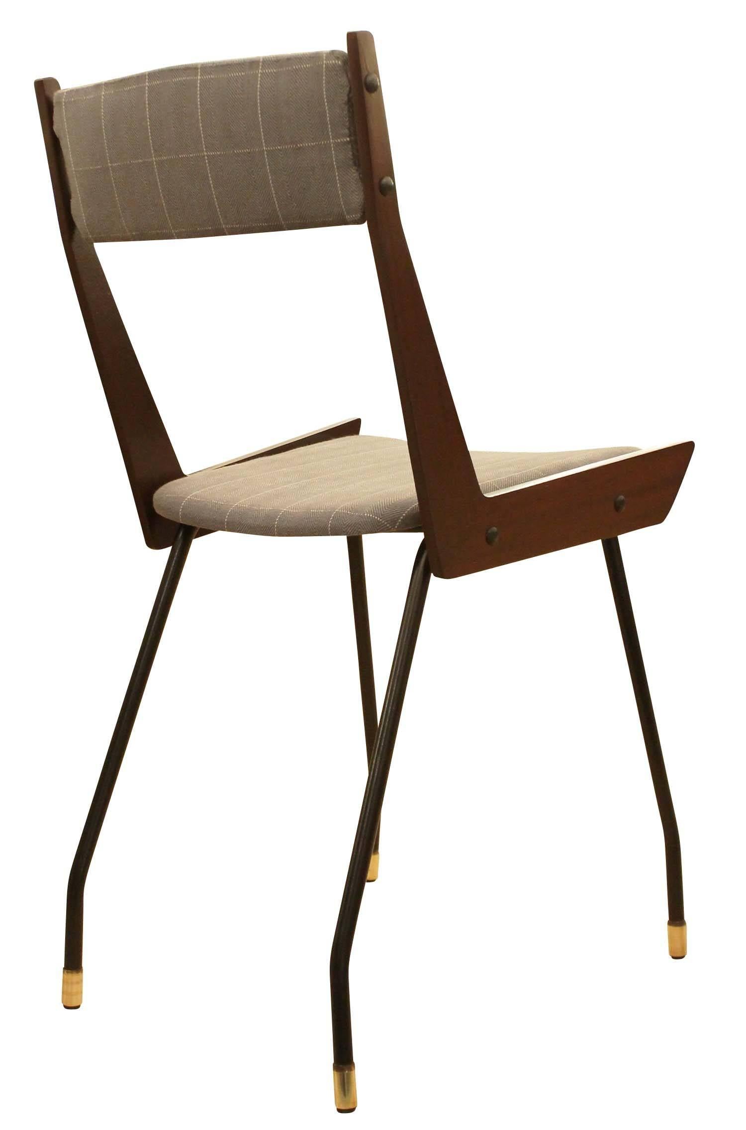 Mid-Century Modern Set of Six Sleek Chairs, Italy, 1950s
