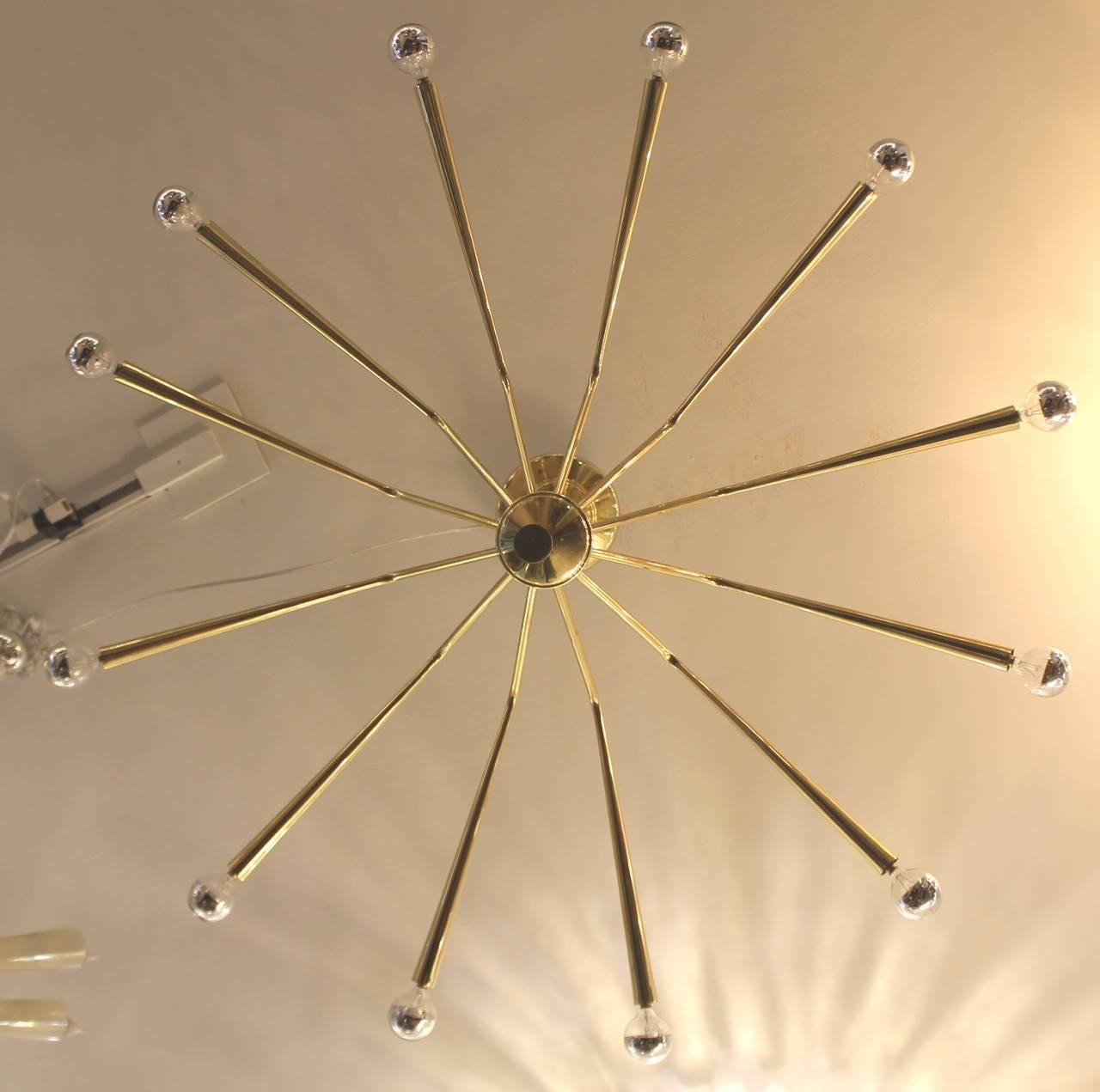 Italian Twelve-Arm Brass Chandelier Attributed to Arredoluce, Italy, 1950s