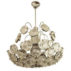 Chrome Chandelier with Glass Medallions, Italy, 1960s