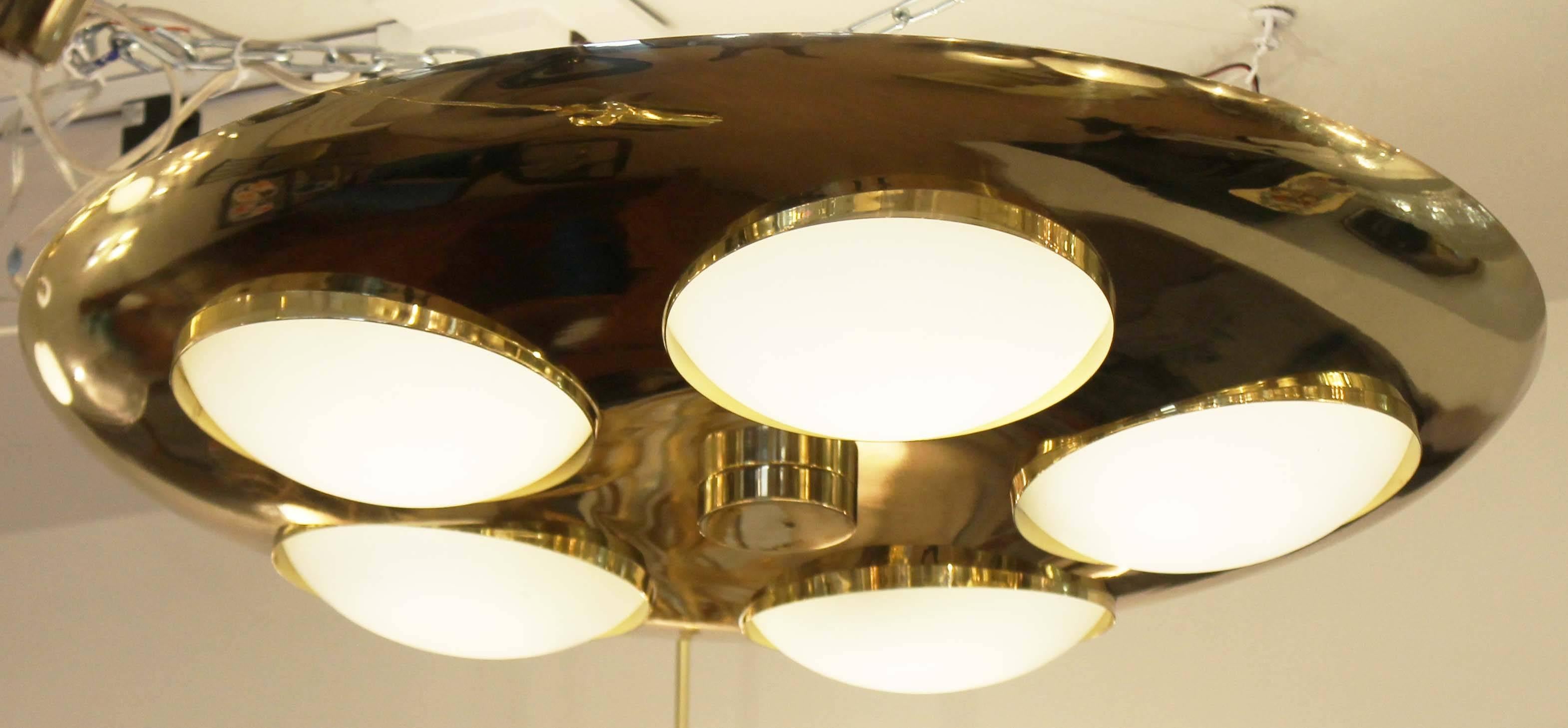 Large Brass Saucer Fixture In Excellent Condition In New York, NY