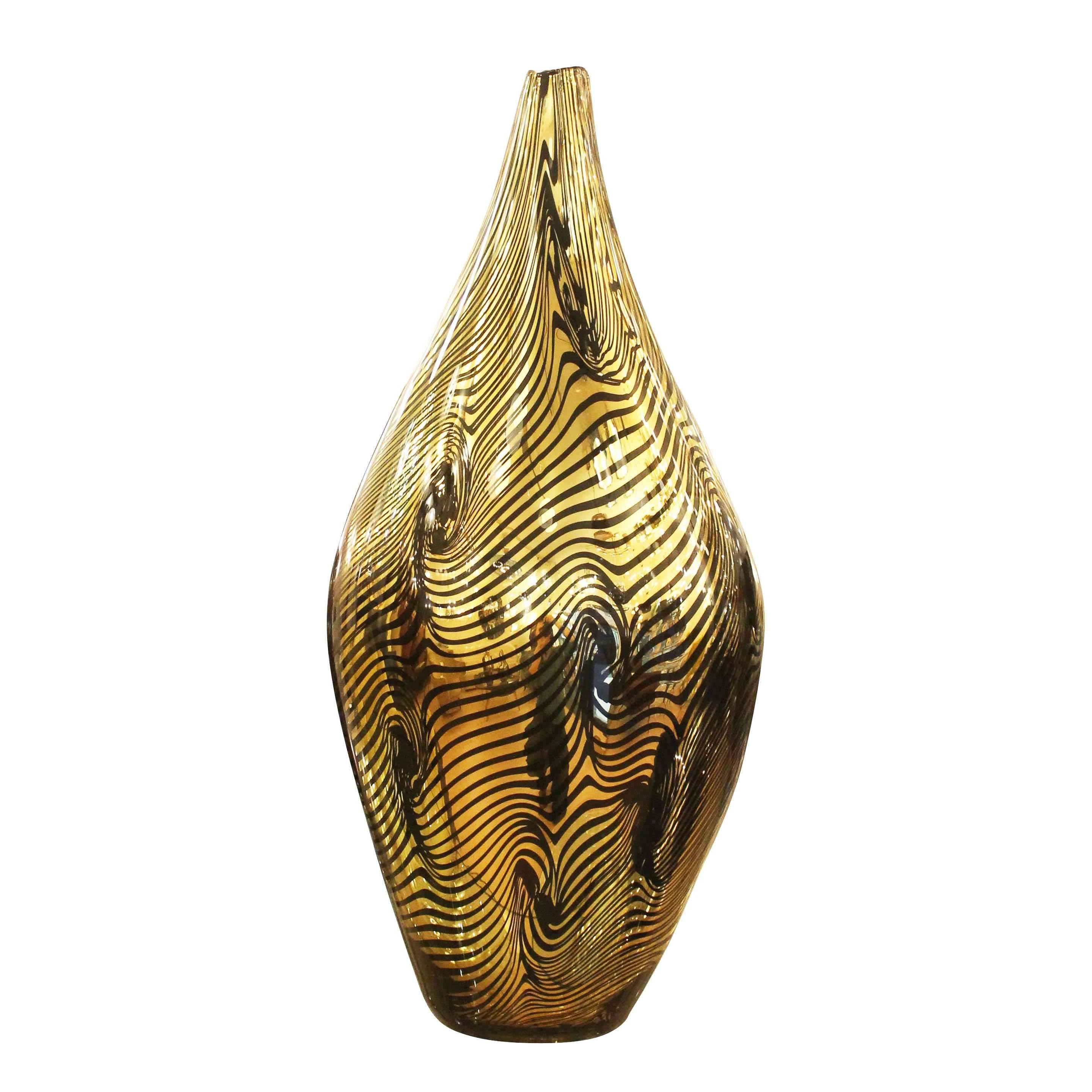 Set of Three Golden Murano Vases In Excellent Condition In New York, NY