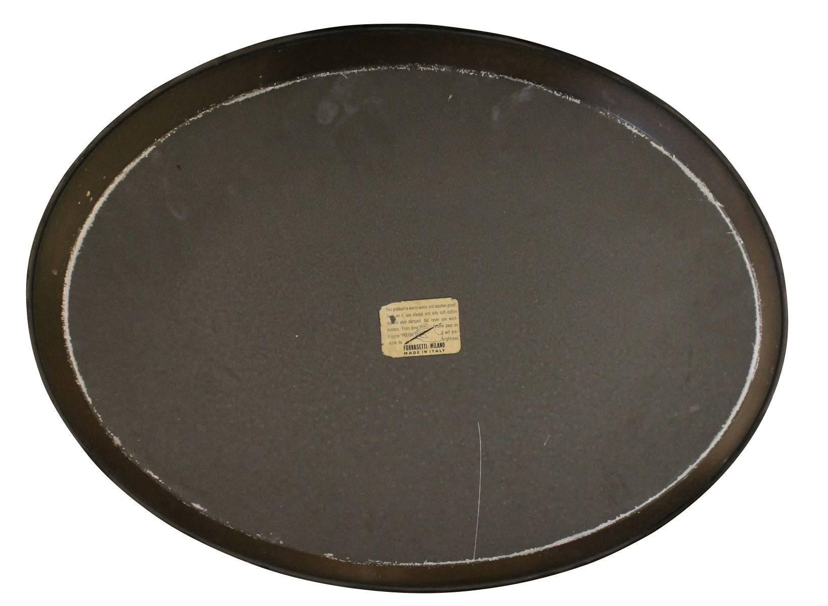 Mid-Century Modern Decorative Piero Fornasetti Oval Tray, Italy, 1950s