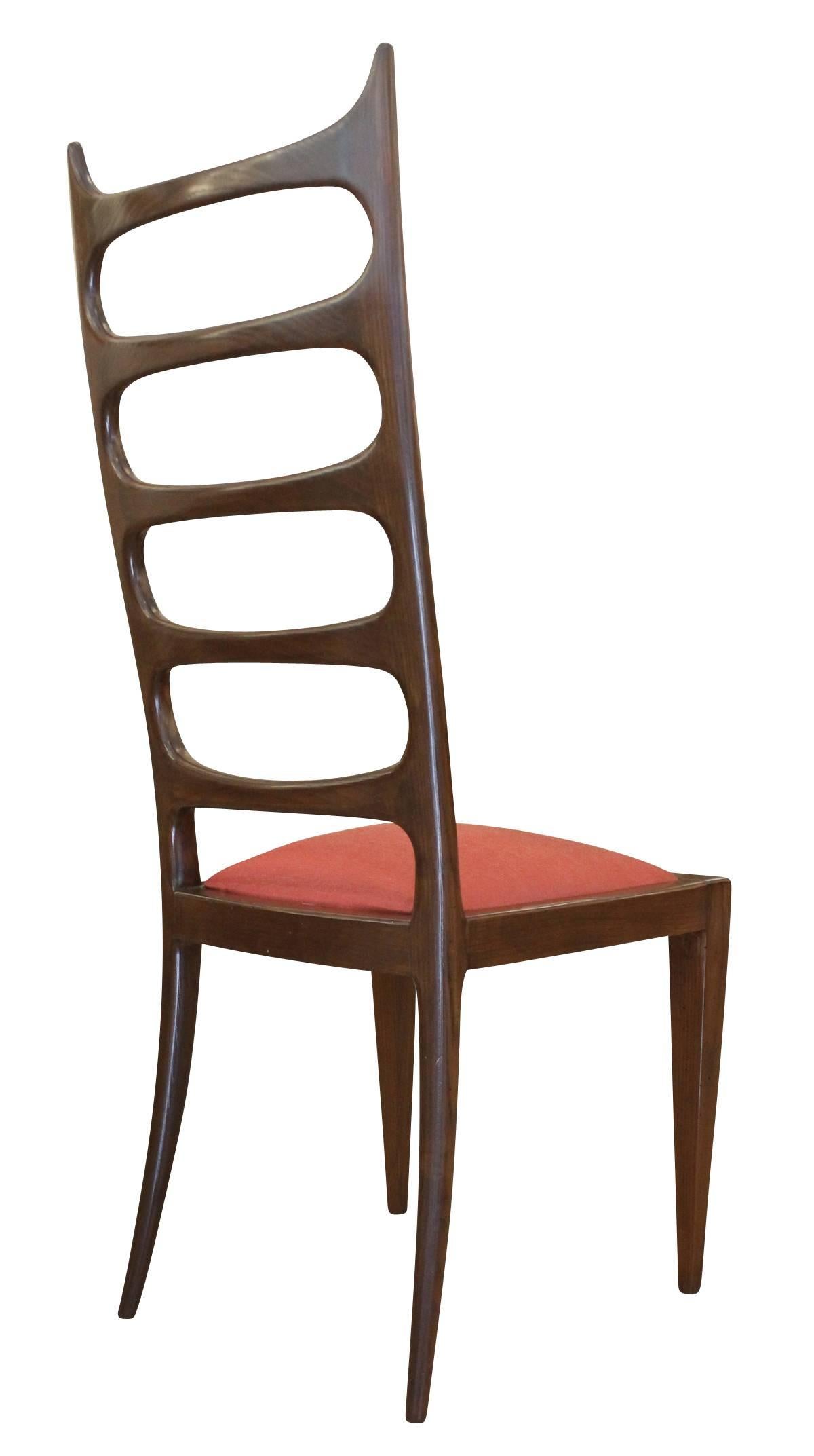 Elegant wood high back chair attributed to Paolo Buffa. Can be upholstered with client provided fabric upon request.
