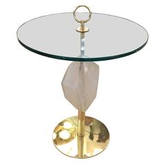 One of a Kind Side Table with Glass Crystal by Gaspare Asaro