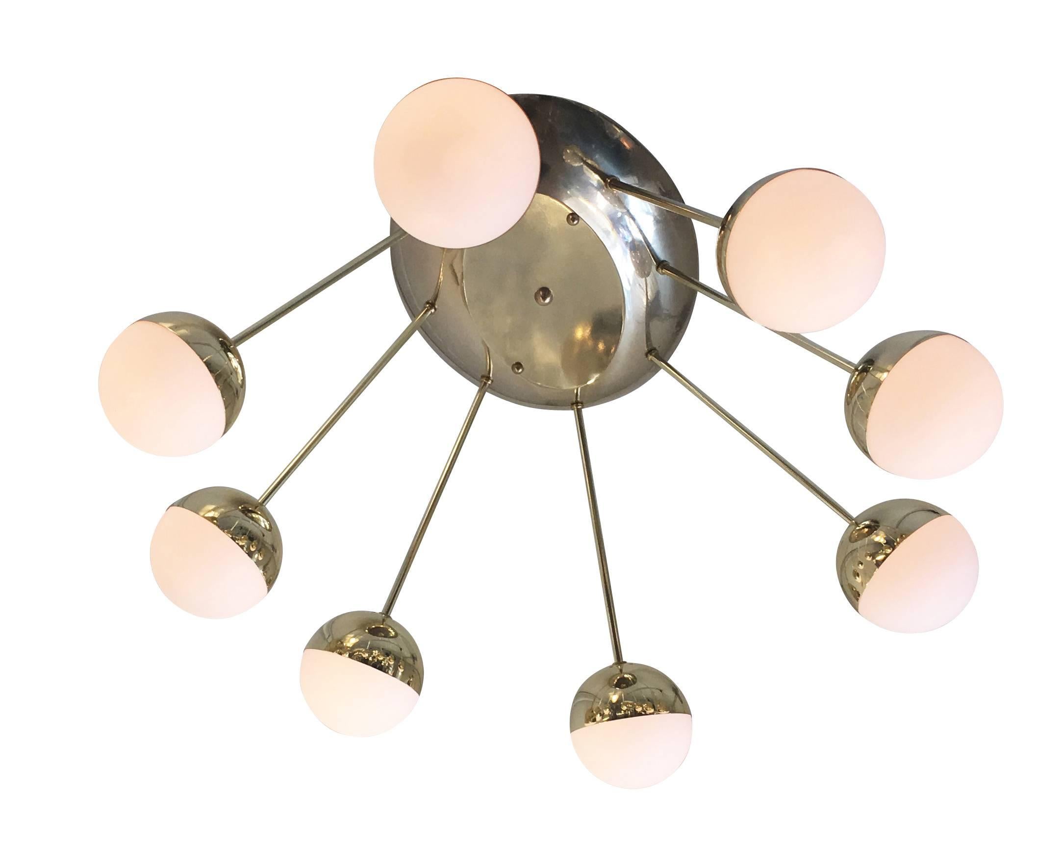 Eight-Globe Oval Flush Mount Chandelier In Good Condition In New York, NY