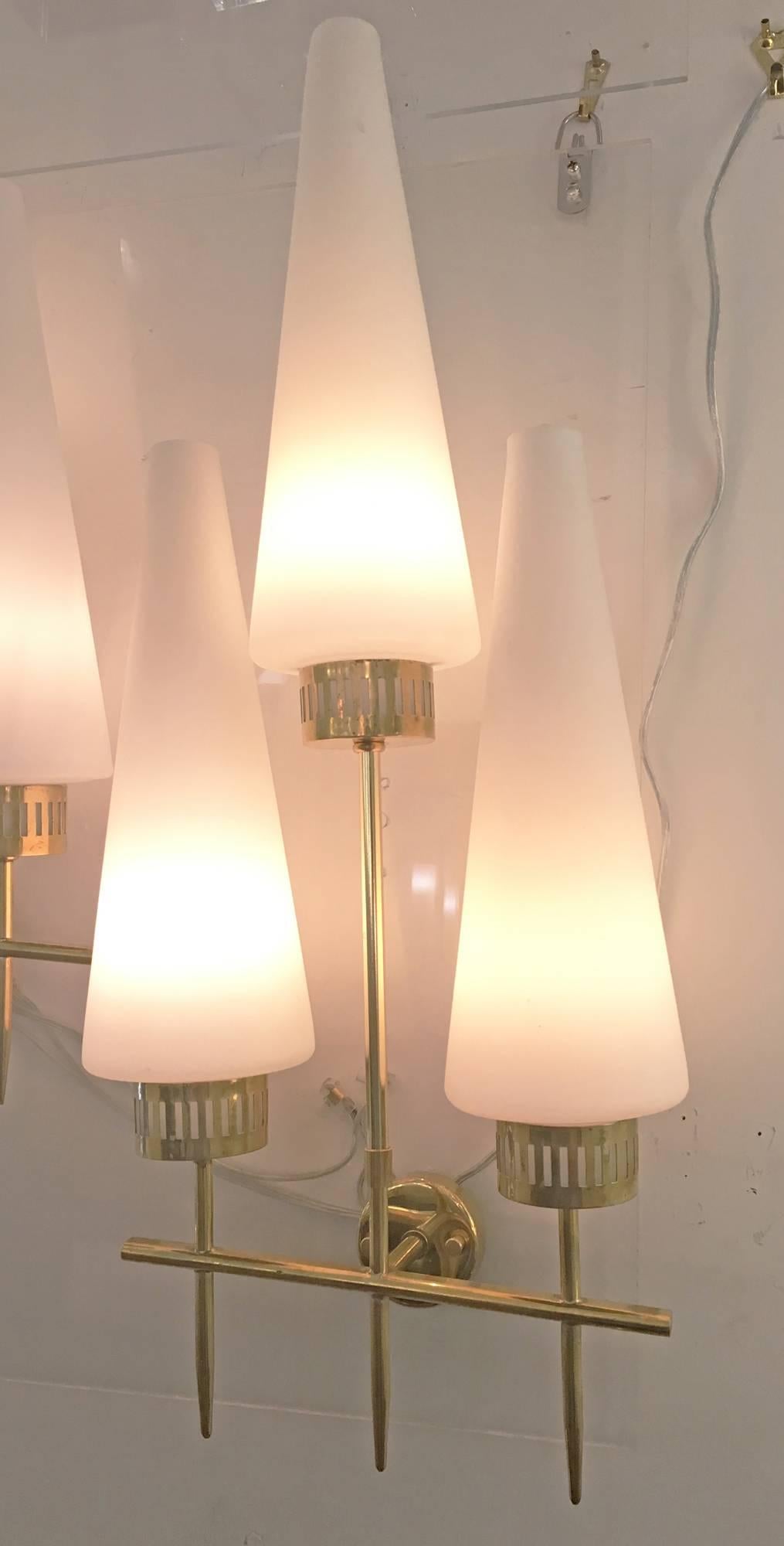 Mid-Century Modern Italian Mid-Century Sconces with Three Conical Glass Shades
