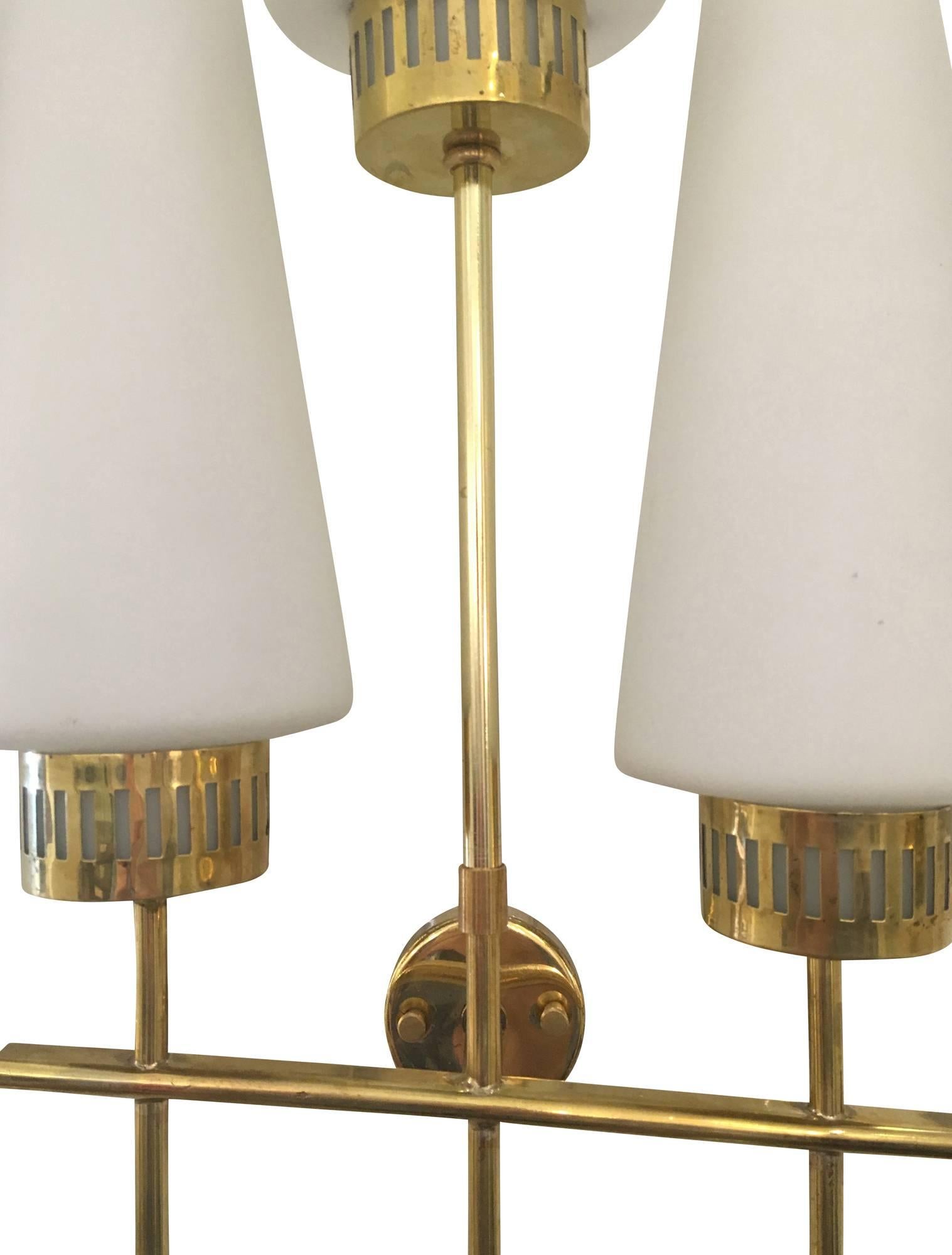 Mid-20th Century Italian Mid-Century Sconces with Three Conical Glass Shades