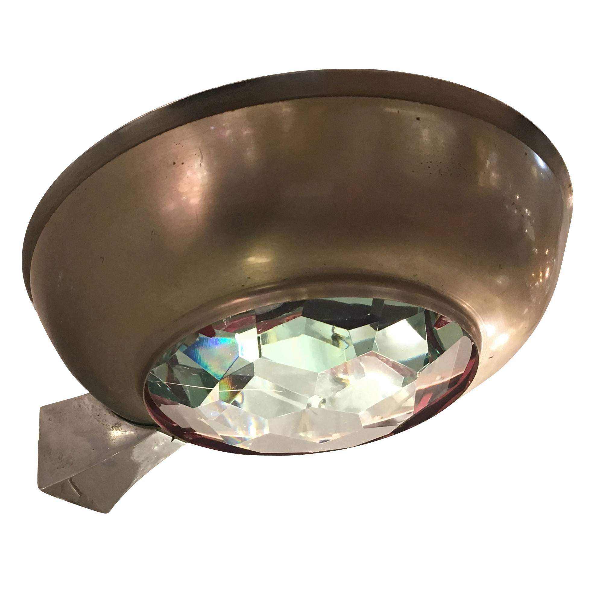 Mid-Century Modern Max Ingrand for Fontana Arte Wall Light with Faceted Glass