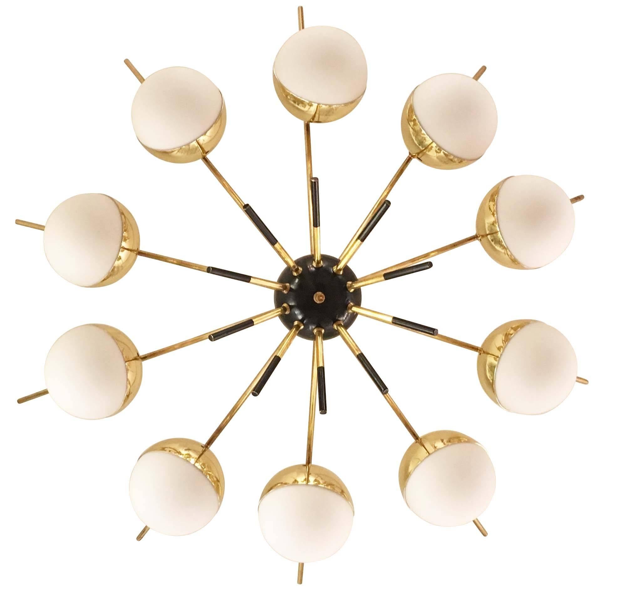 Italian Large Brass Chandelier by GCME, Italy, 1960s