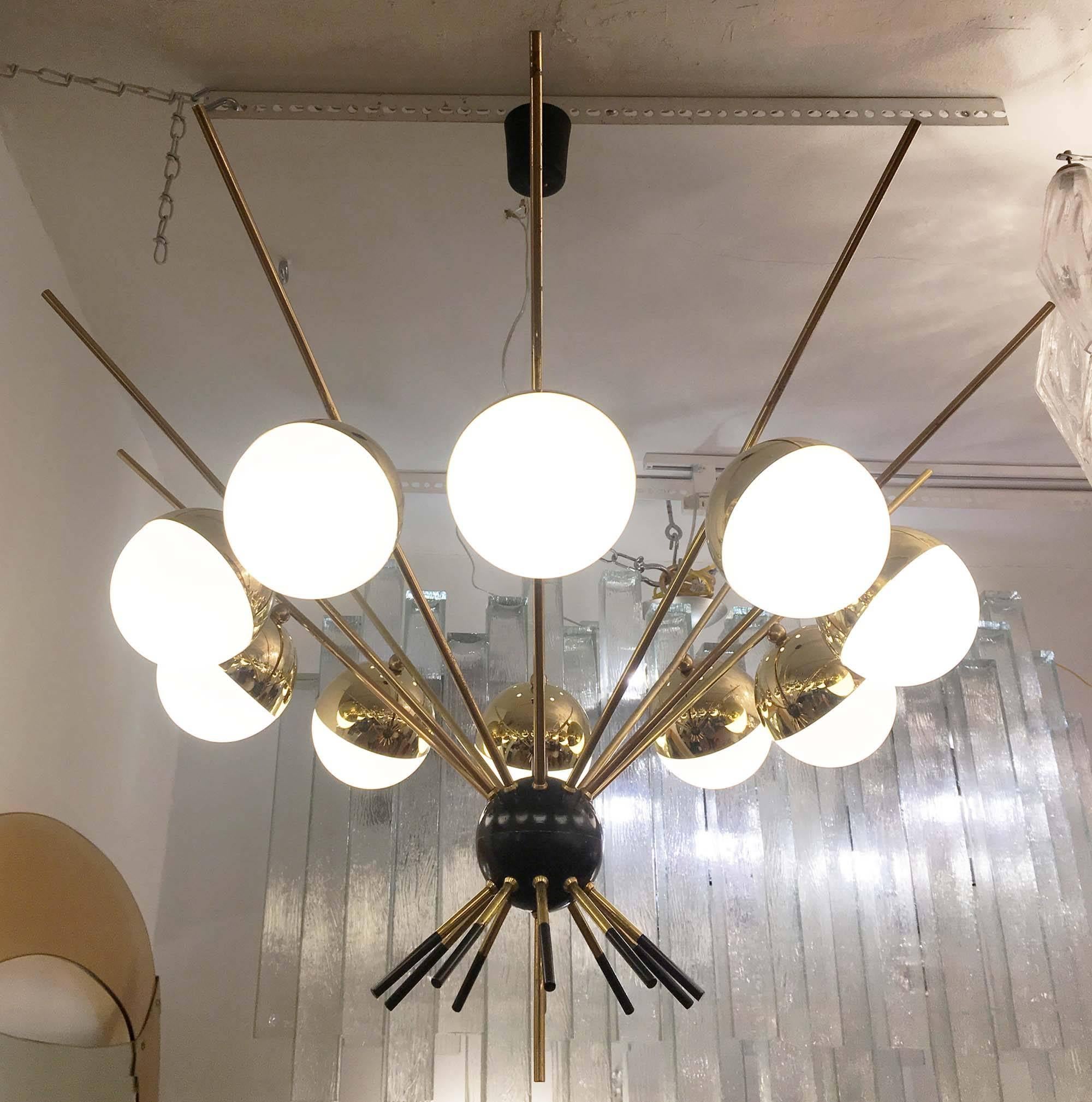 Large Brass Chandelier by GCME, Italy, 1960s 1