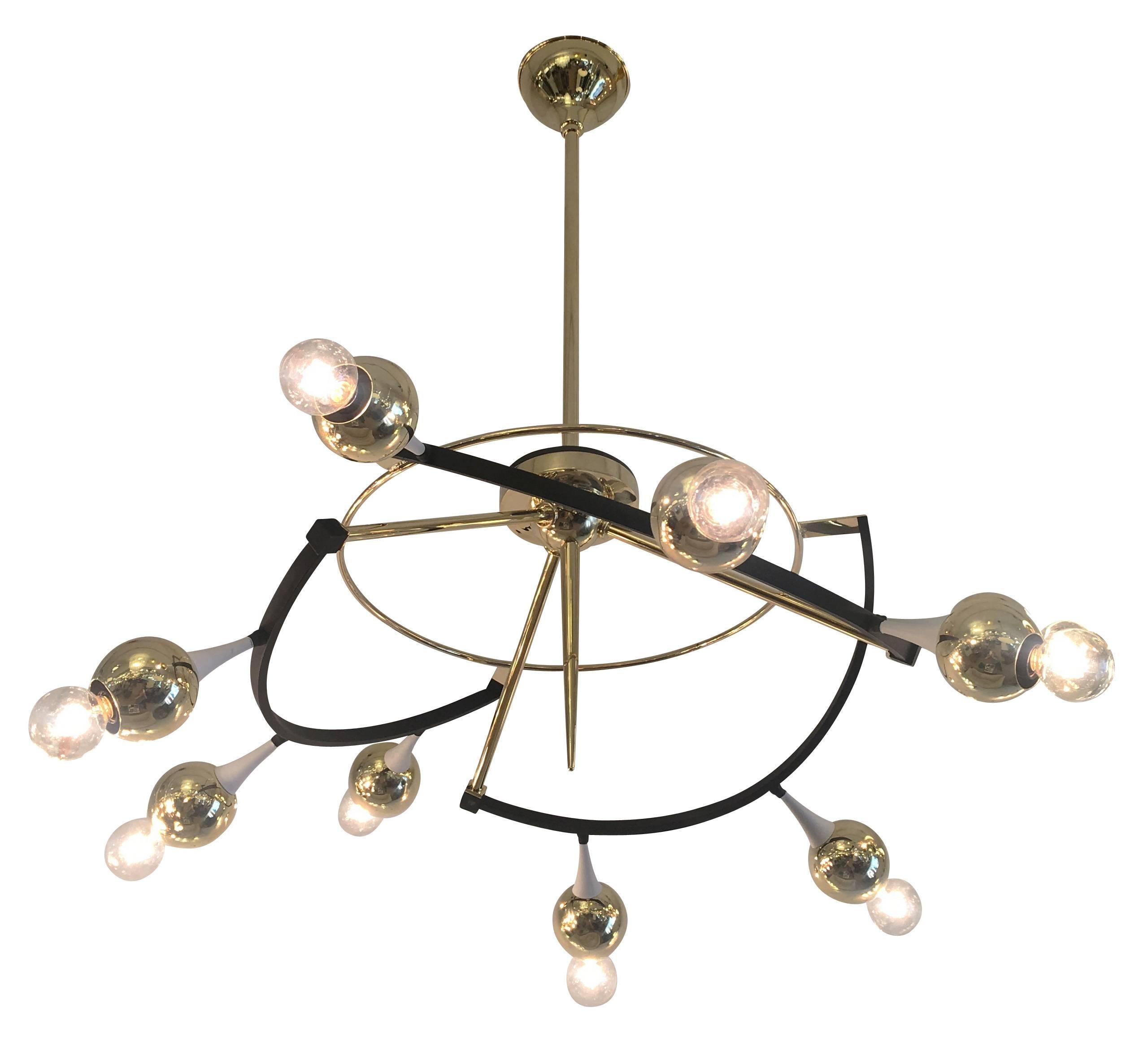 Orbital Stilnovo Attributed Chandelier, Italy, 1960s In Good Condition In New York, NY