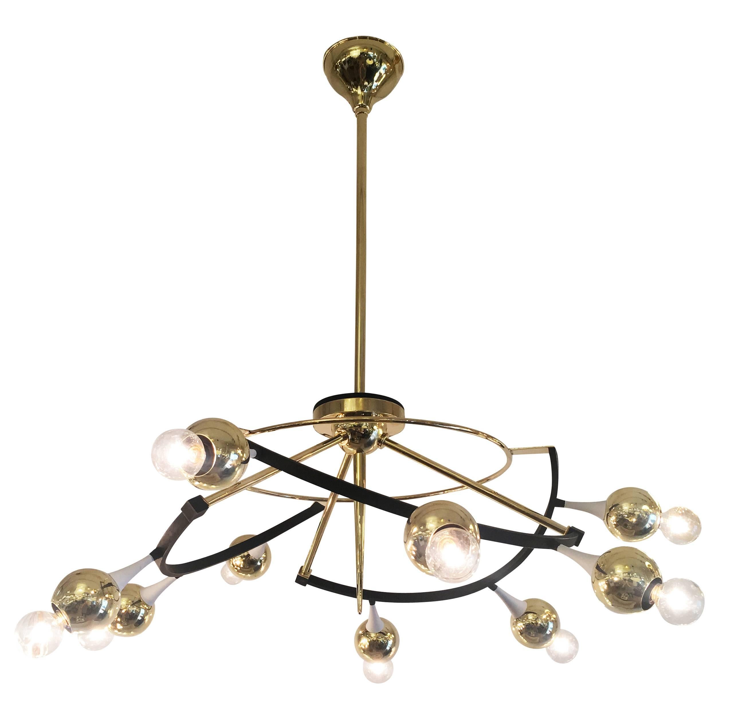 Mid-20th Century Orbital Stilnovo Attributed Chandelier, Italy, 1960s