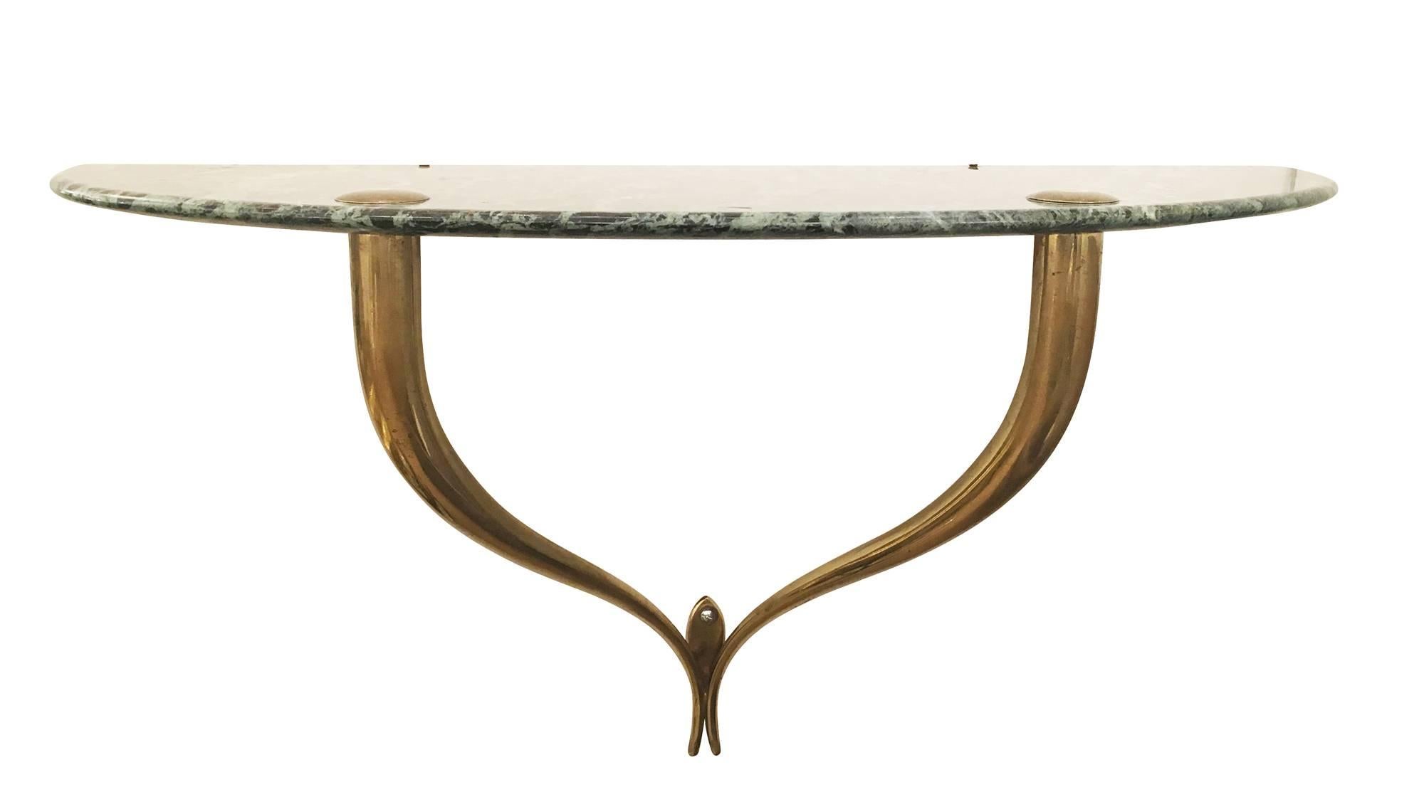 Mid-Century Modern Marble and Brass Console in the Manner of Osvaldo Borsani