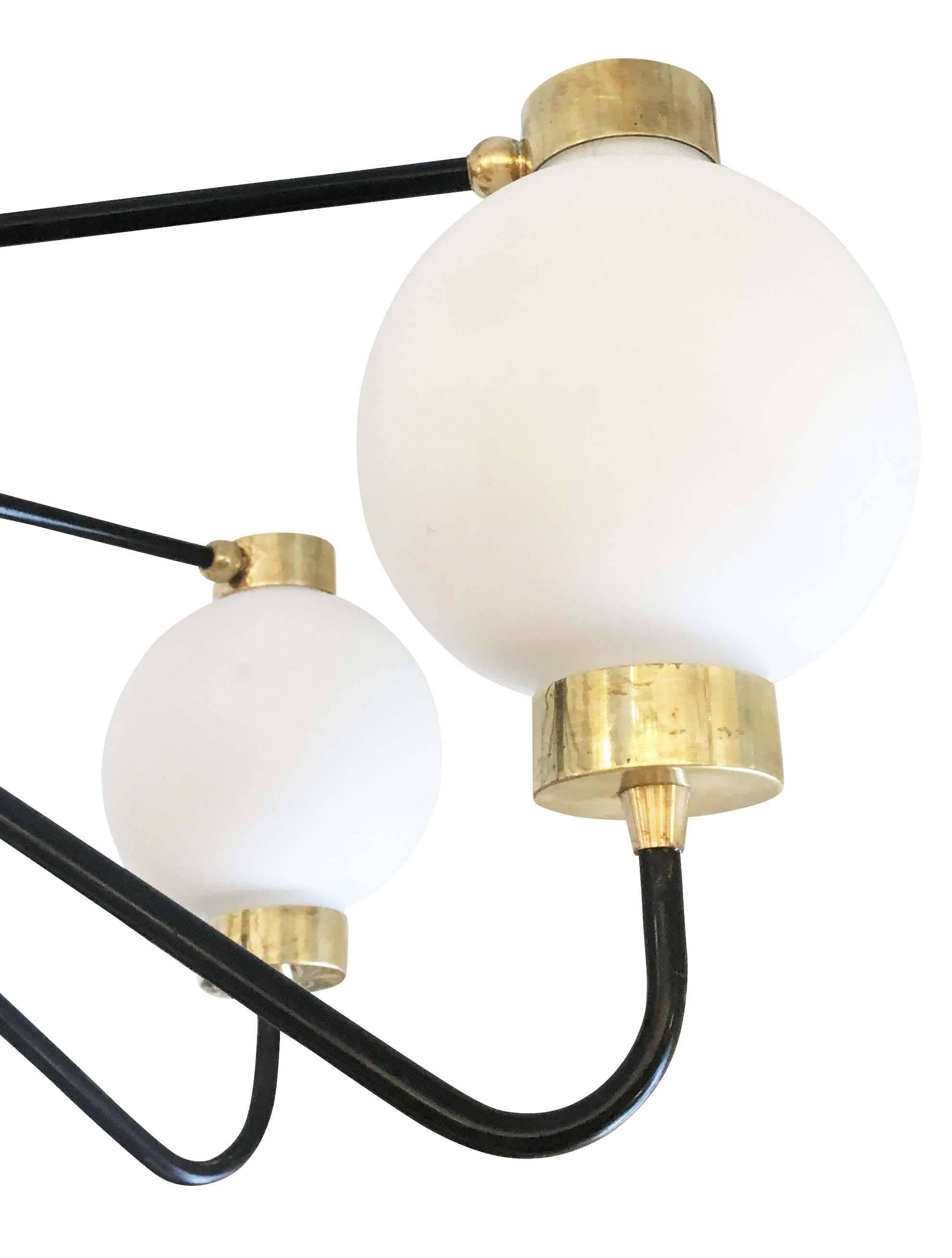 Six-Light Chandelier in the Manner of Stilnovo, Italy, 1960s In Good Condition In New York, NY