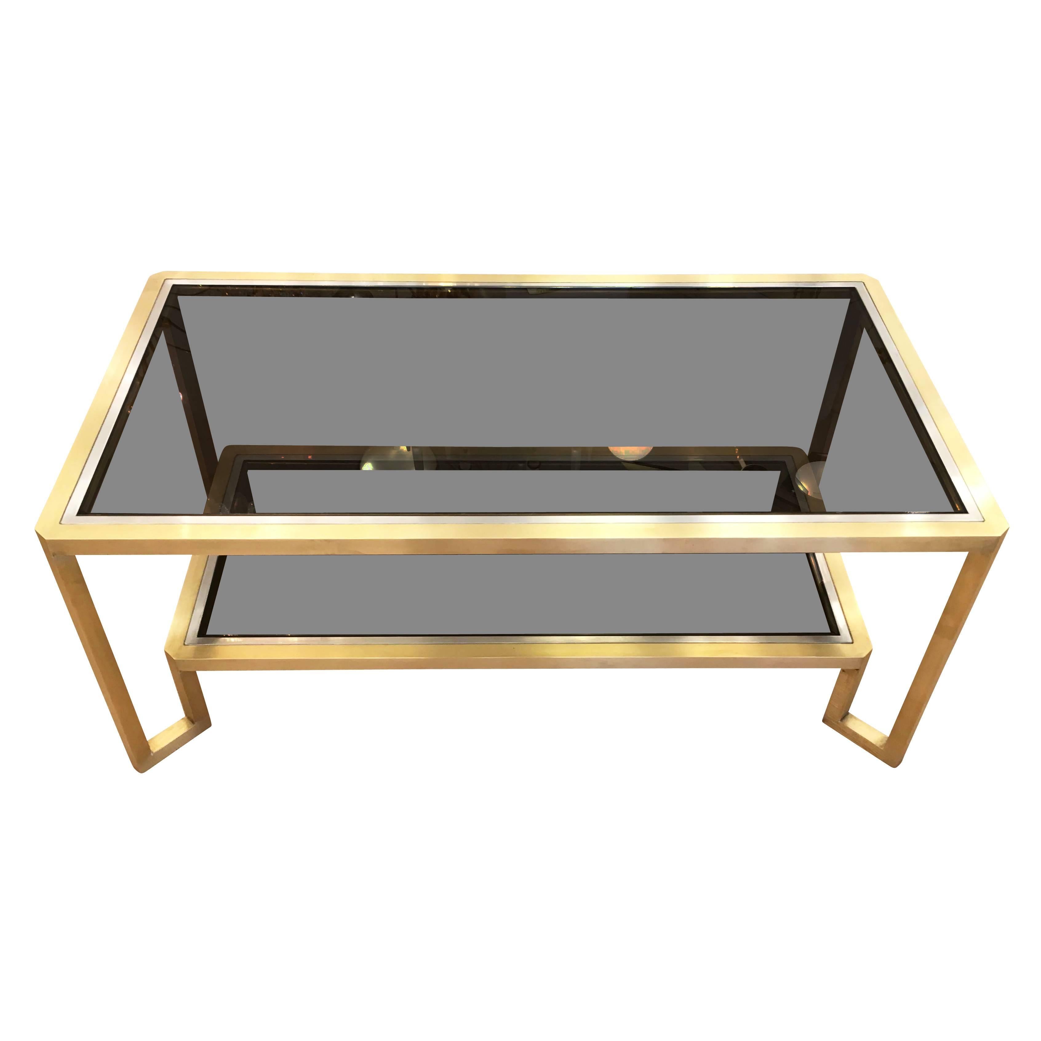 Mid-Century Modern Brass Coffee Table in the Manner of Romeo Rega