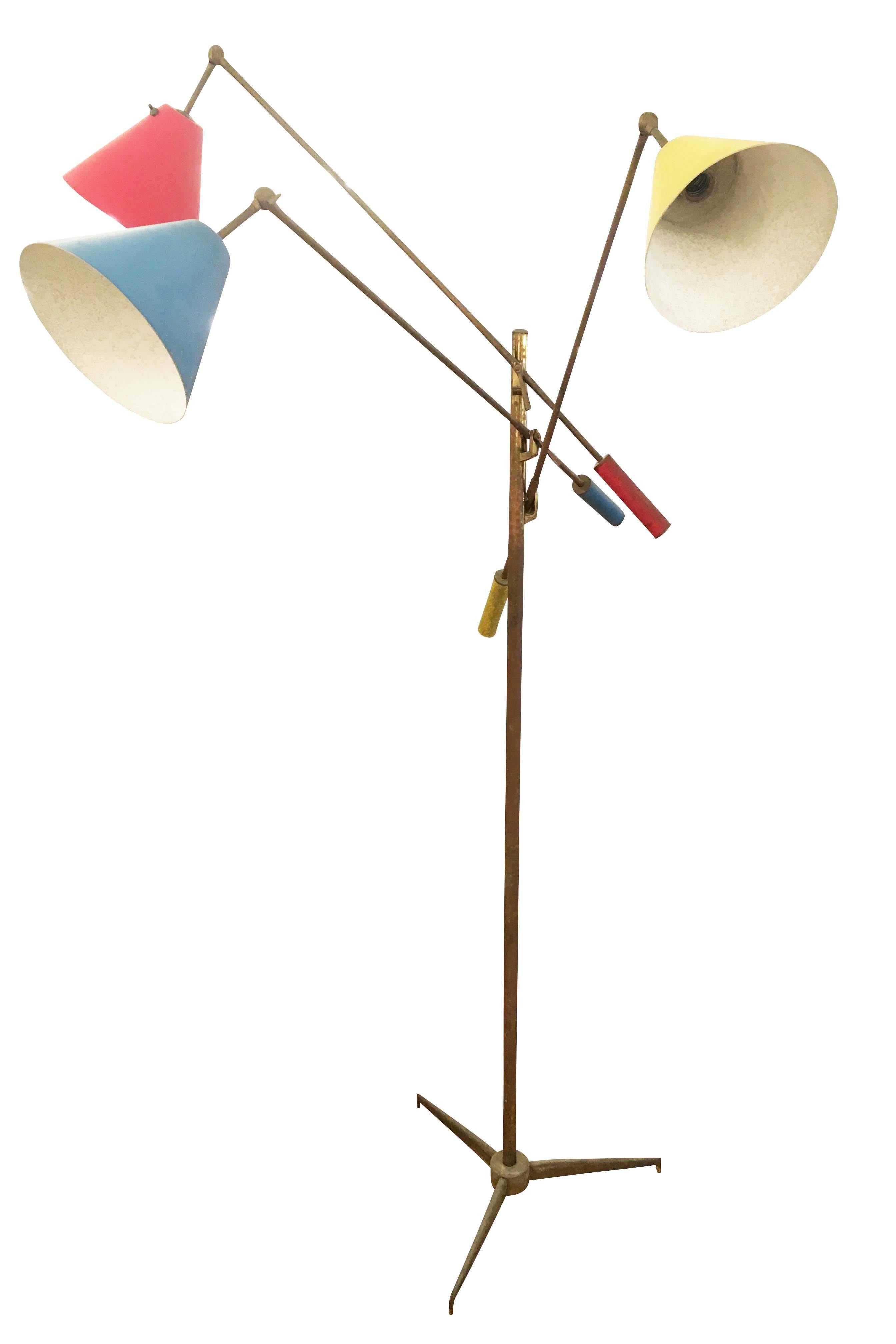 Italian Triennale Floor Lamp by Arredoluce, Marked, 1947