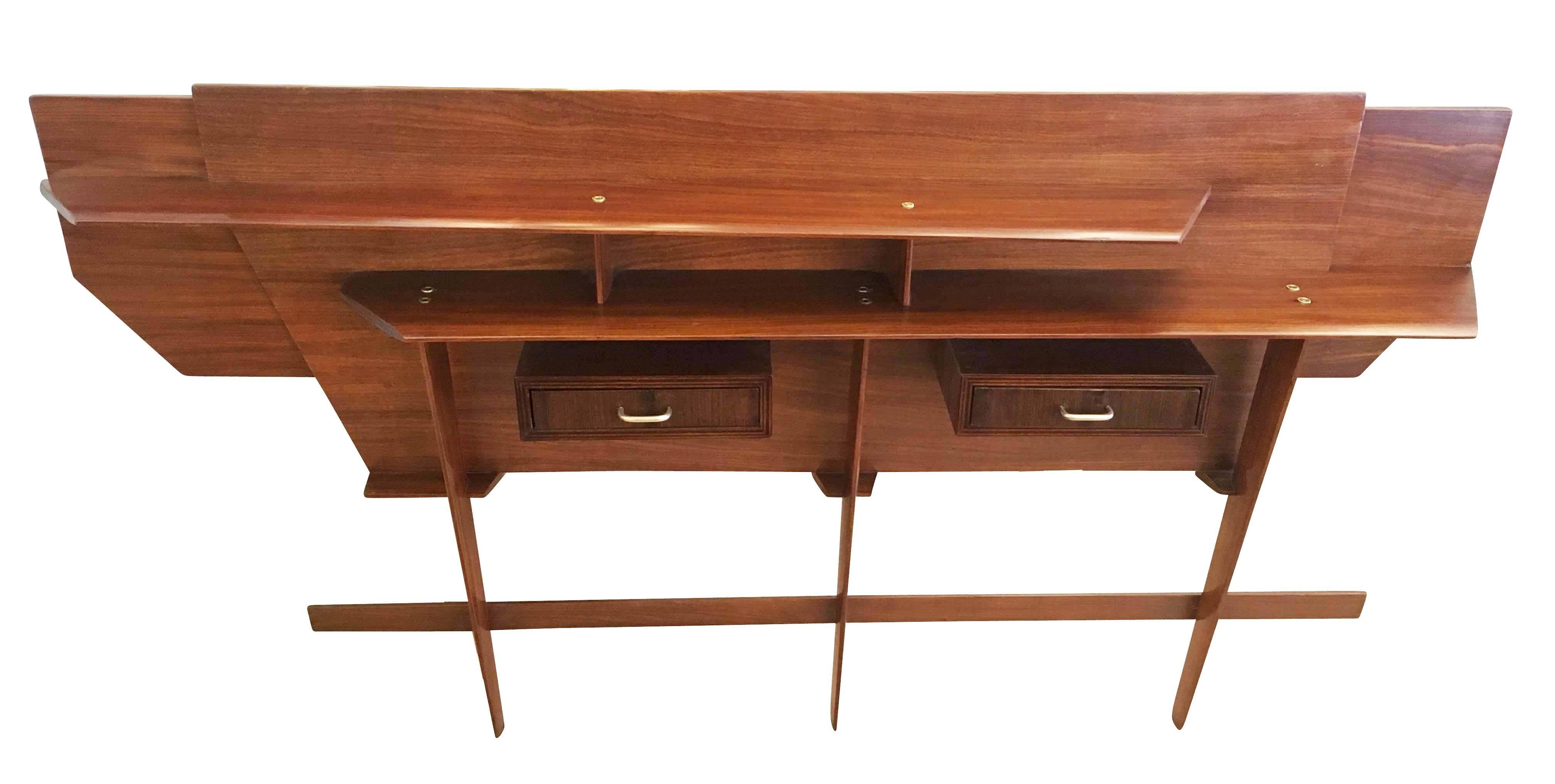 Italian Mid-Century Wall Console Unit In Good Condition In New York, NY