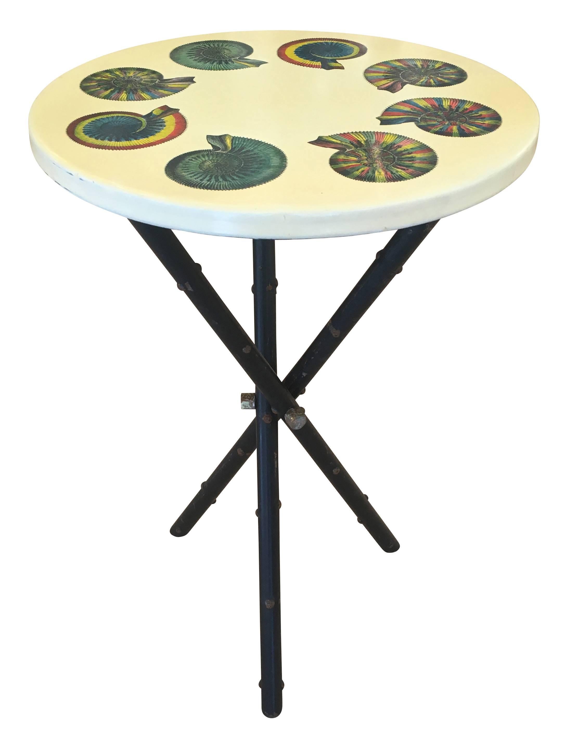 Mid-Century Modern Fornasetti Side Table with Seashell Motif, Italy, 1960s