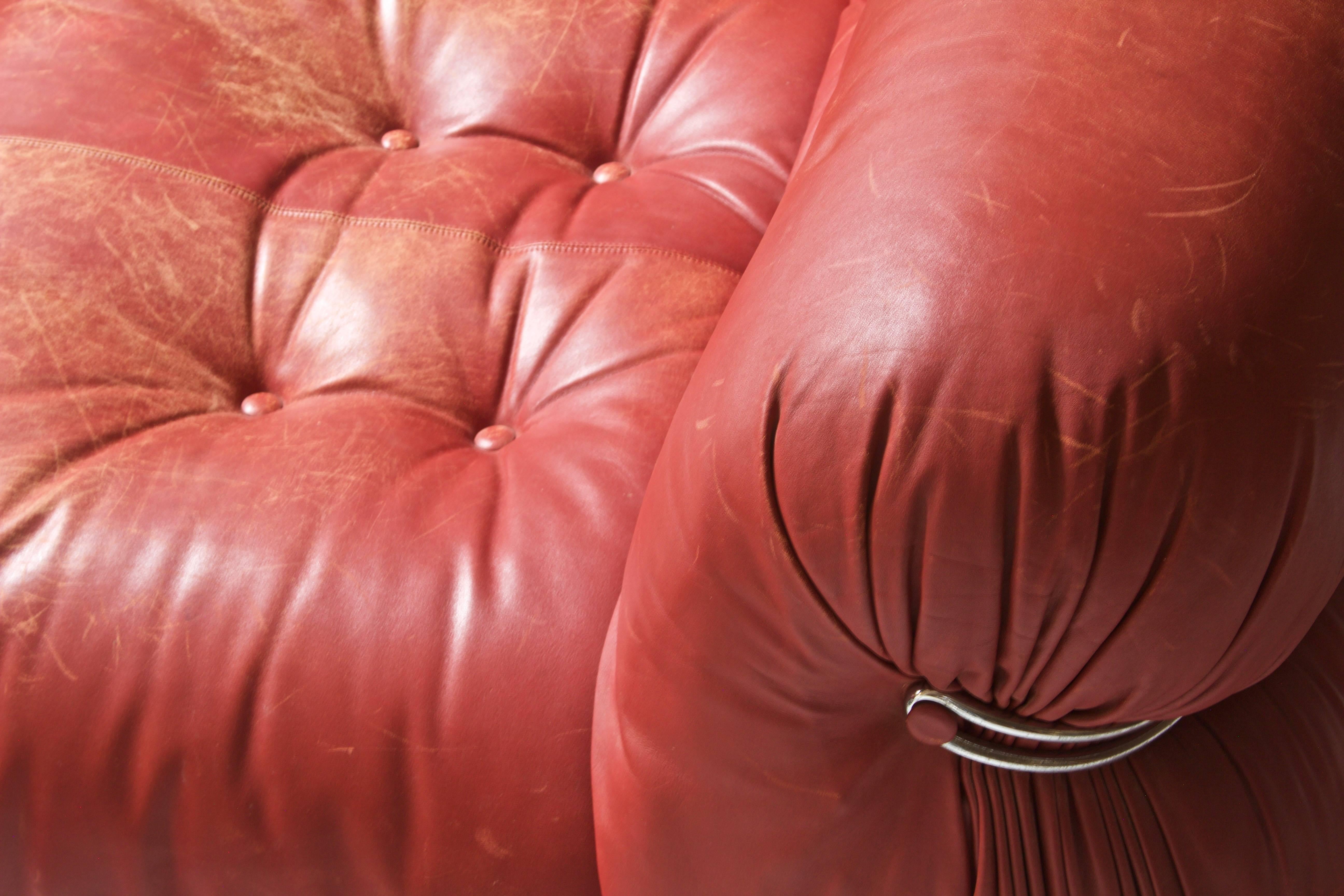 Late 20th Century Distressed Red Leather 