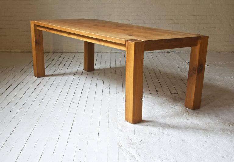 Robust Custom Oak Dining Table and Bench For Sale at 1stdibs