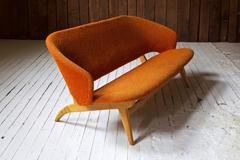 Canapé ancien Jens Risom pour Knoll en érable et laine:: années 1940