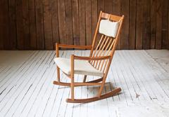 Vintage Hans Wegner for Tarm Stole Teak and Wool Rocking Chair, 1960s