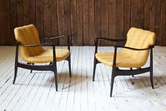 Vintage Pair of Walnut Armchairs by Bertha Schaefer for Singer & Sons, 1960s