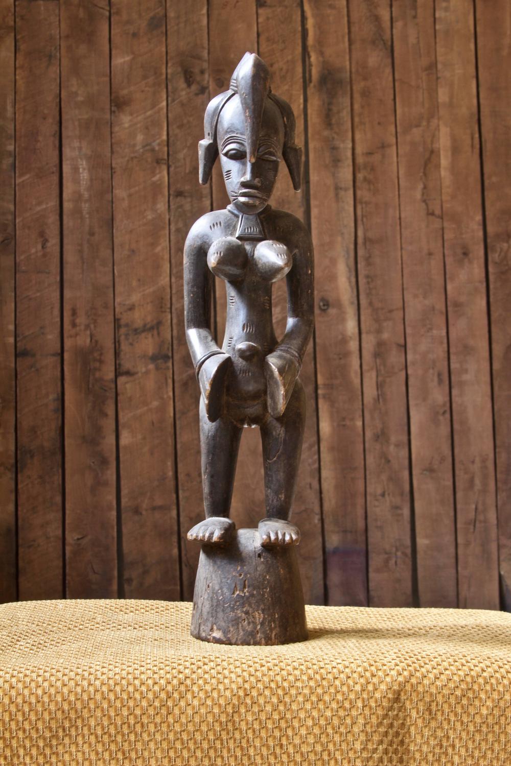 Senufo Female Fertility Statue in Carved Ebony, Late 19th Century For