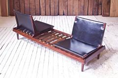 Vintage Hans Olsen TV-161 Teak and Black Vinyl Modular Seating Group, 1960s