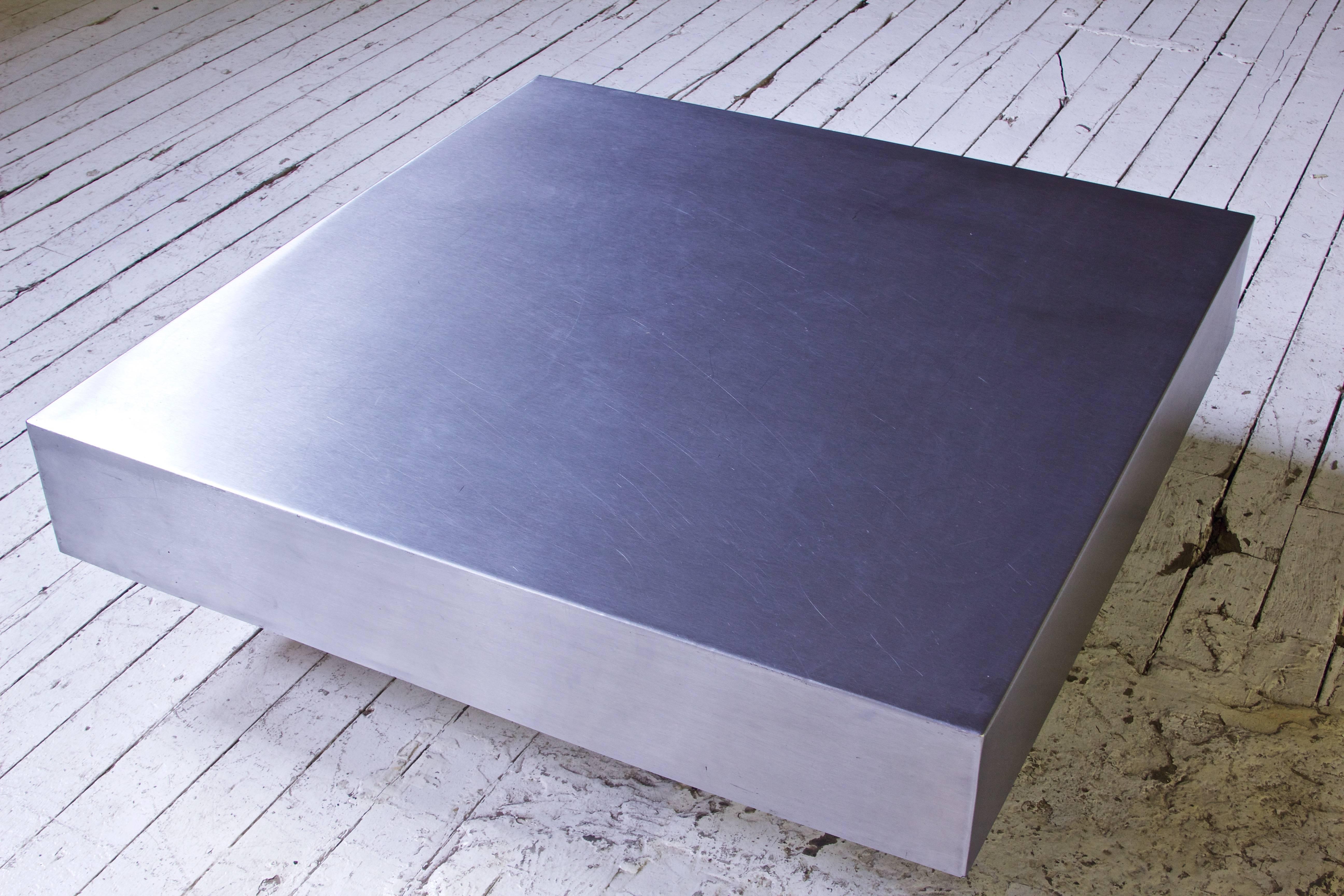 American Custom Aluminum Geometric Square Coffee Table, 1980s