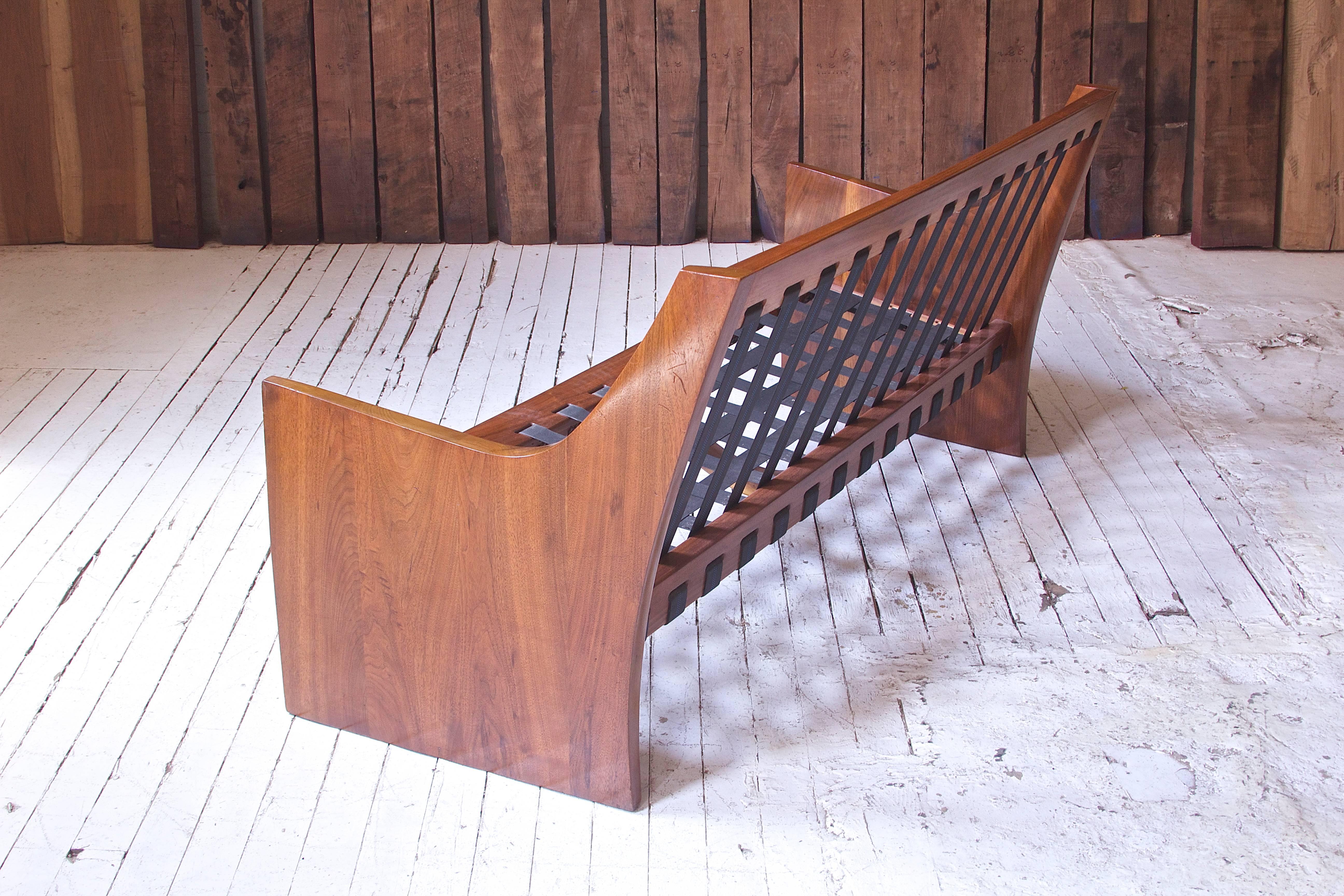 American Early Jere Osgood Signed Custom Black Walnut Sofa, 1969