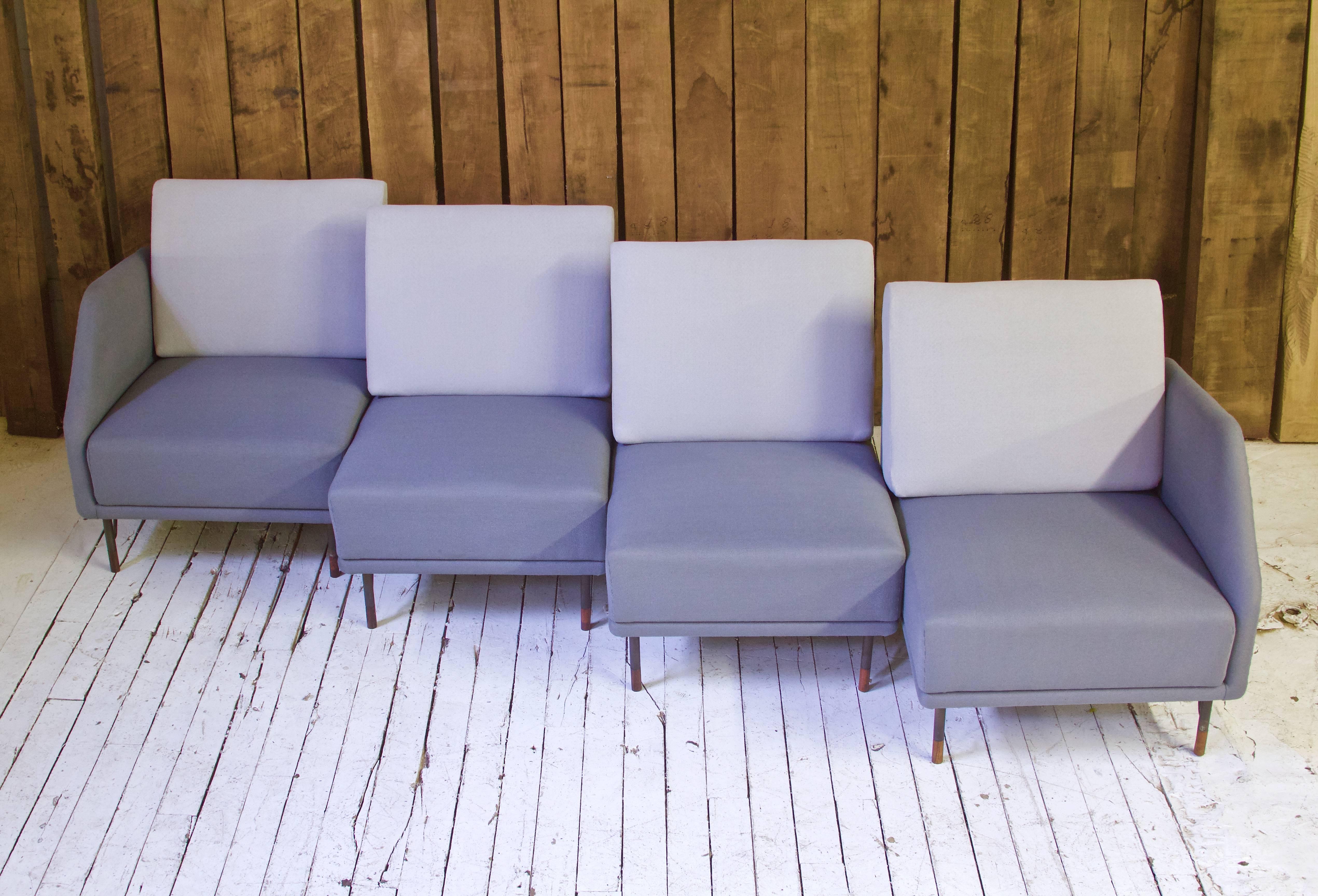 Danish Rarest Finn Juhl for Bovirke Two-Tone Wool & Rosewood Modular Sofa Set; 1953