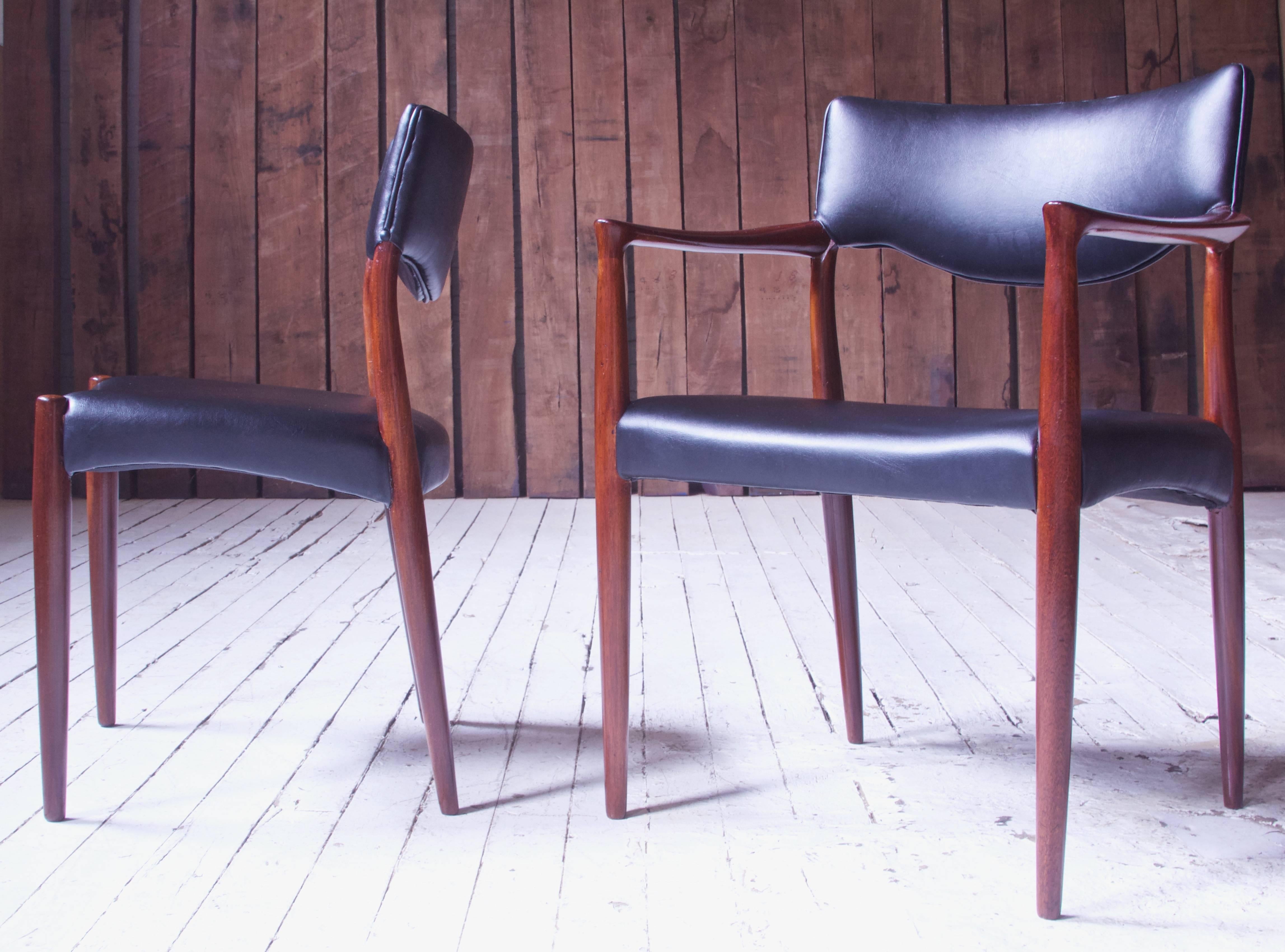 Woodwork Set of Eight Teak Dining Chairs by Aksel Bender Madsen & Ejner Larsen, 1952