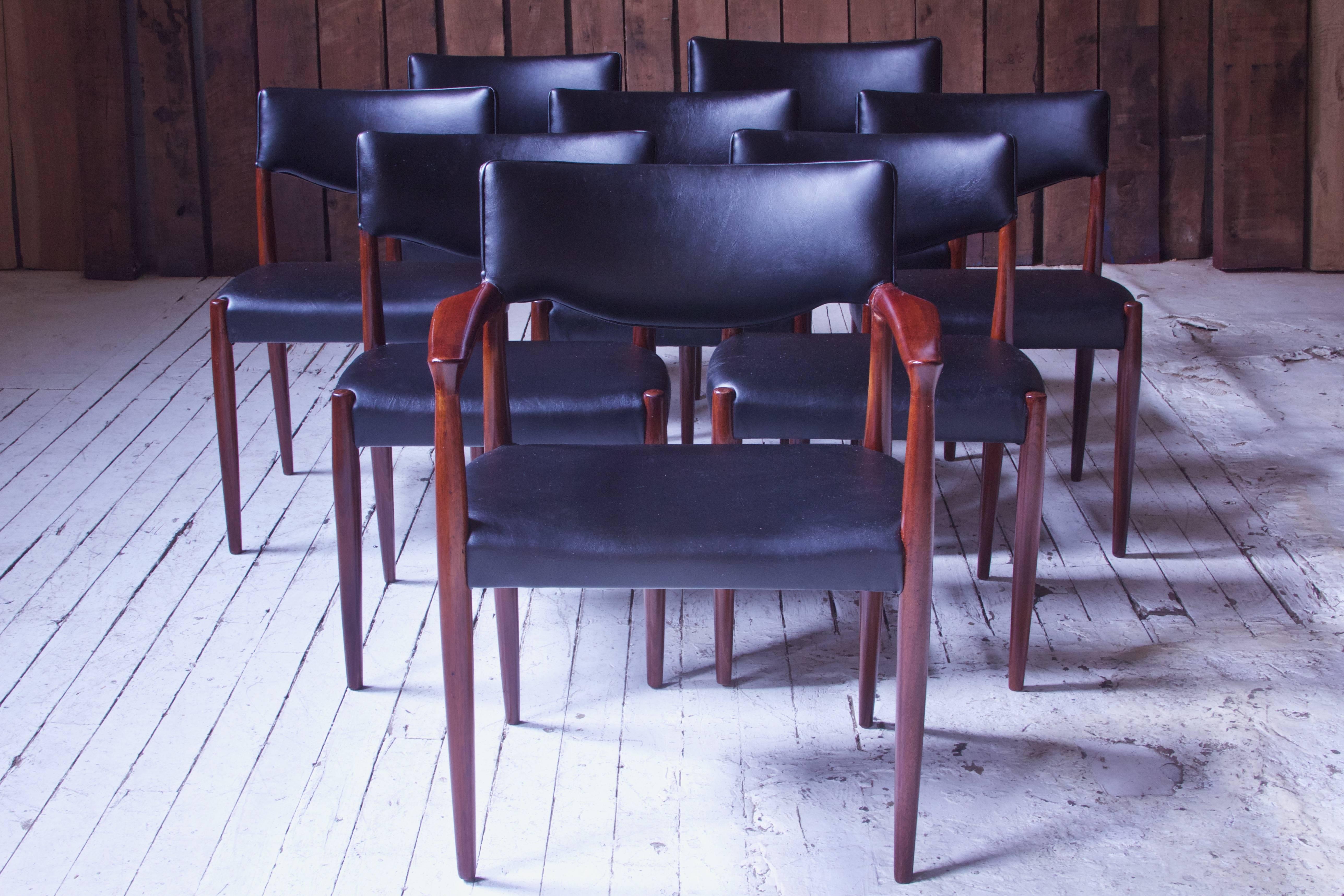 Danish Set of Eight Teak Dining Chairs by Aksel Bender Madsen & Ejner Larsen, 1952