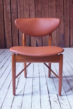 Finn Juhl Side Chair Model-108 in Teak and Leather; Denmark, 1946