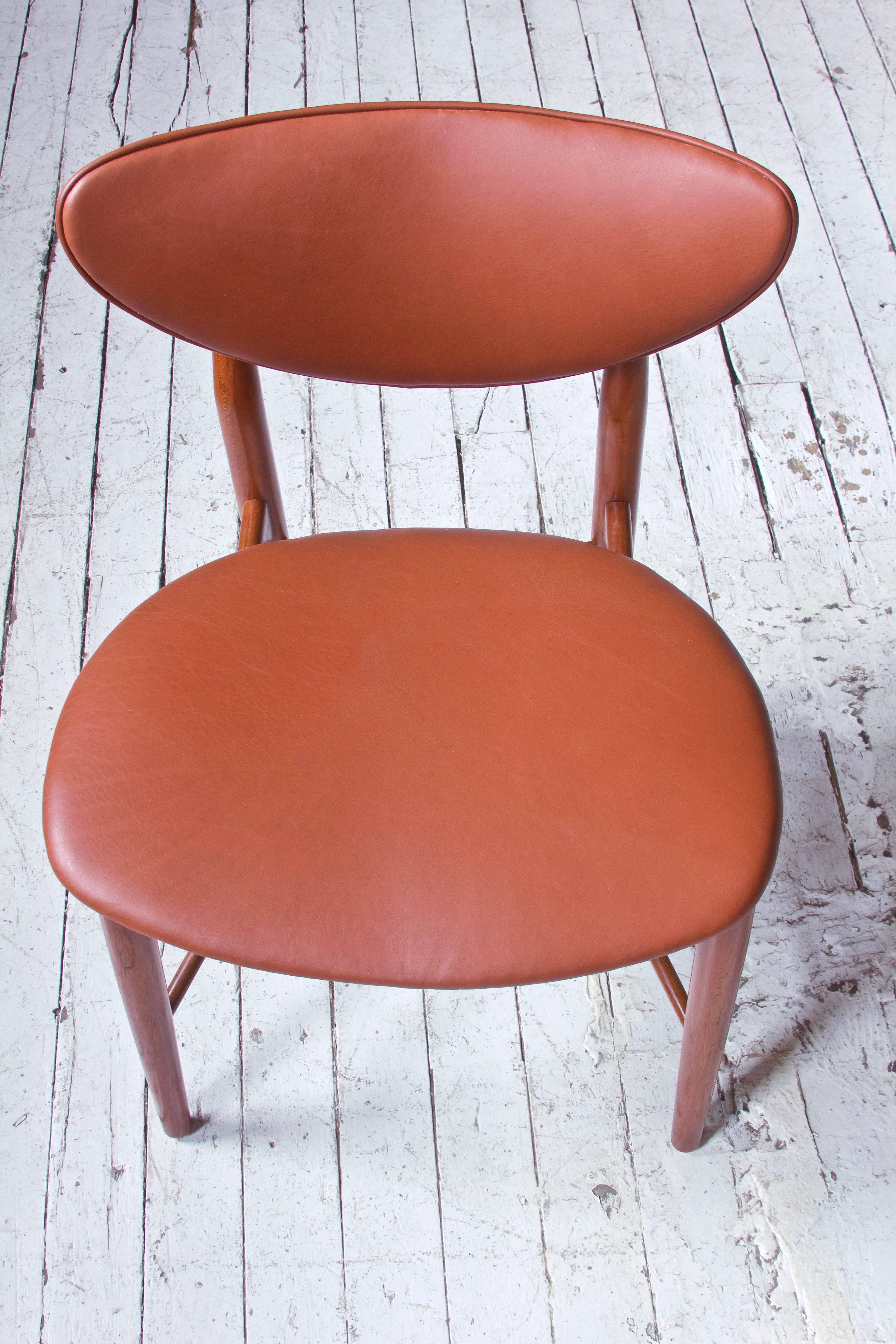 Finn Juhl Side Chair Model-108 in Teak and Leather; Denmark, 1946 In Excellent Condition In Brooklyn, NY
