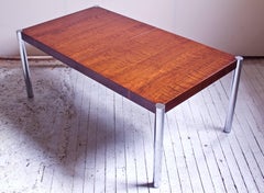 Vintage American Dining Table with Two leaves in Bubinga and Chrome, 1970s