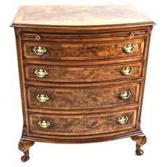 Burr Walnut bowfront chest with slide 1930s