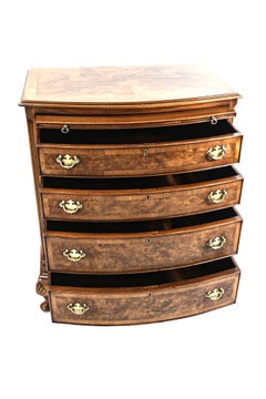 Burr Walnut bowfront chest with slide 1930s