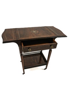 Edwardian Rosewood Inlaid Drop Leaf Table