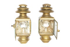 Pair Edwardian Veteran car Brass side oil lamps