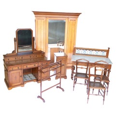 Aesthetic Pitch pine 8pc Bedroom suite painted detail