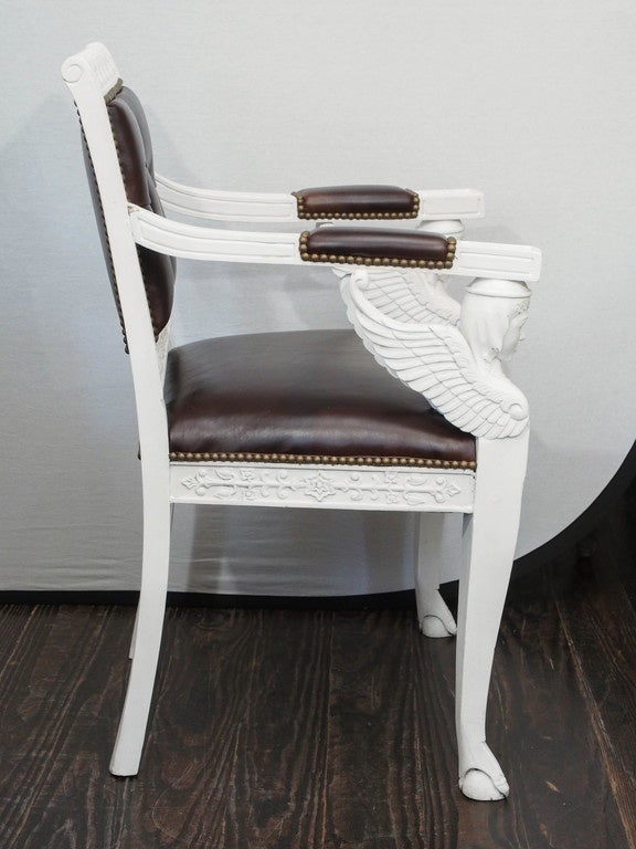 Wood Painted Empire Chair For Sale
