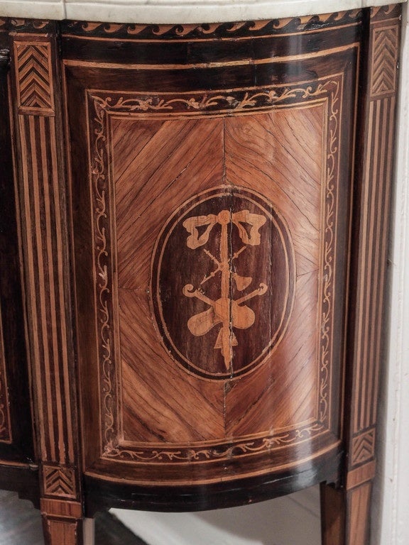 European Continental Fruitwood Inlay Cabinet For Sale