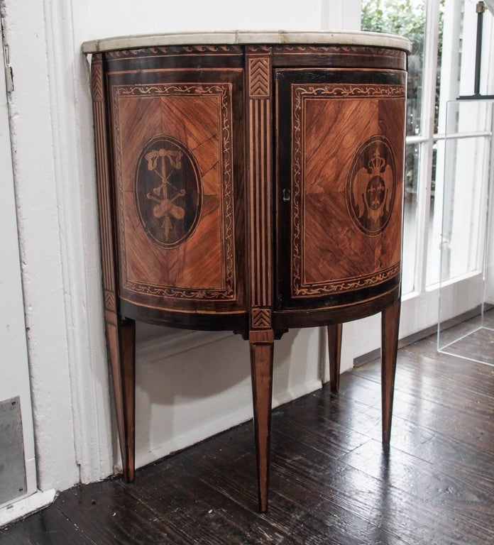 Wood Continental Fruitwood Inlay Cabinet For Sale