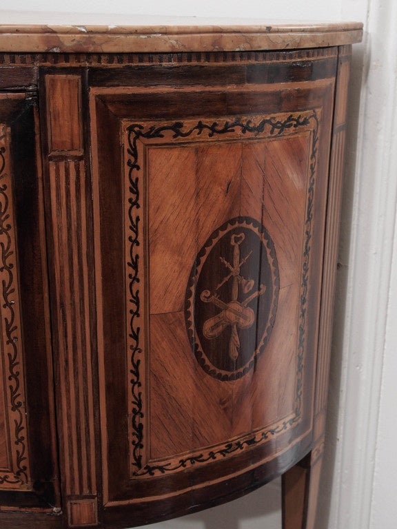 European Continental Fruitwood Inlay Cabinet For Sale