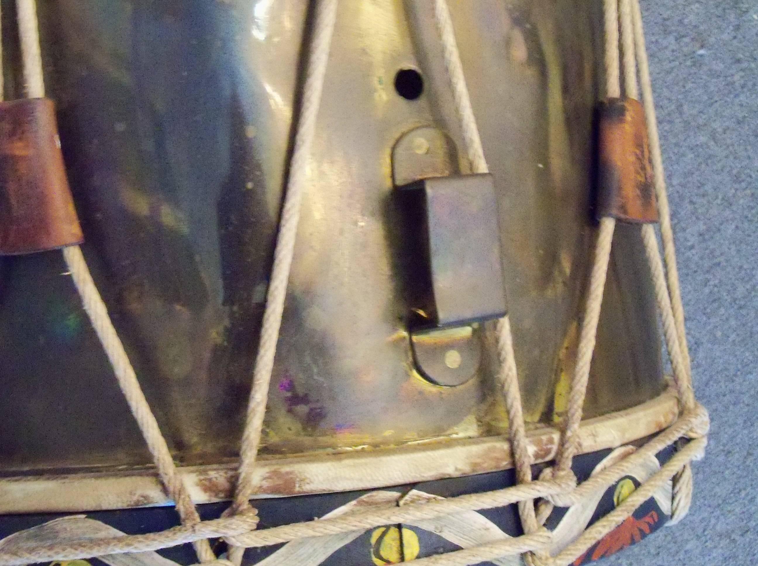 Late 19th Century Italian Brass and Rope Tension Military Drum For Sale 3