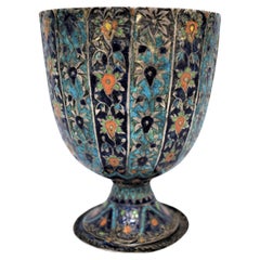 Antique Mughal Meena Silver Ceremonial Cup, 18th Century